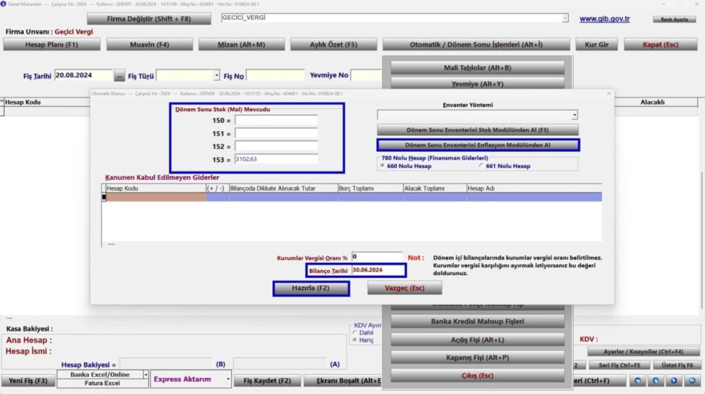 Otomatik-Bilanco-1024x573 Genel Muhasebe Nasıl Yapılır? Zirve Finansman Zirve Müşavir  geçici vergi dönemi geçici Enflasyon Uyarlaması enflasyon demirbaşlar demirbaş beyanname 